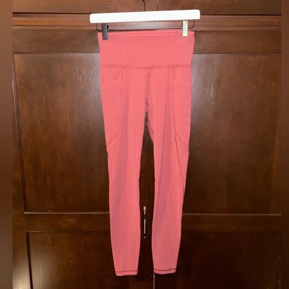 Athleta Salutation Stash Pocket Tight Leggings- dark desert coral XS - Picture 2 of 5